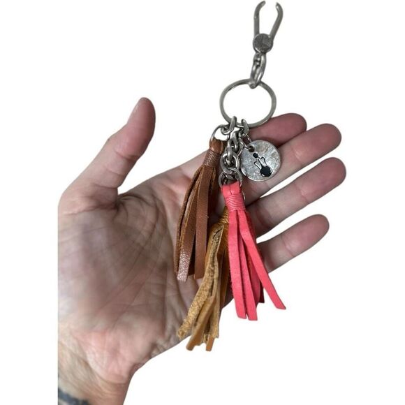 The Sak Crocheted Shoulder Bag Medium Handbag Stripes with pink pom pom row $79 - Picture 4 of 7